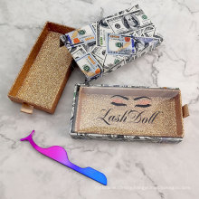custom luxury drawer style eyelash package box with glitter paper